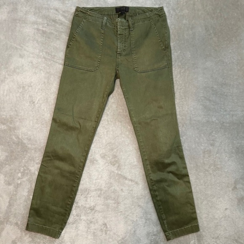 J Crew Pants Size 27 *29x27.5 Olive Green Utility Skinny Stretch Mid Rise Ankle